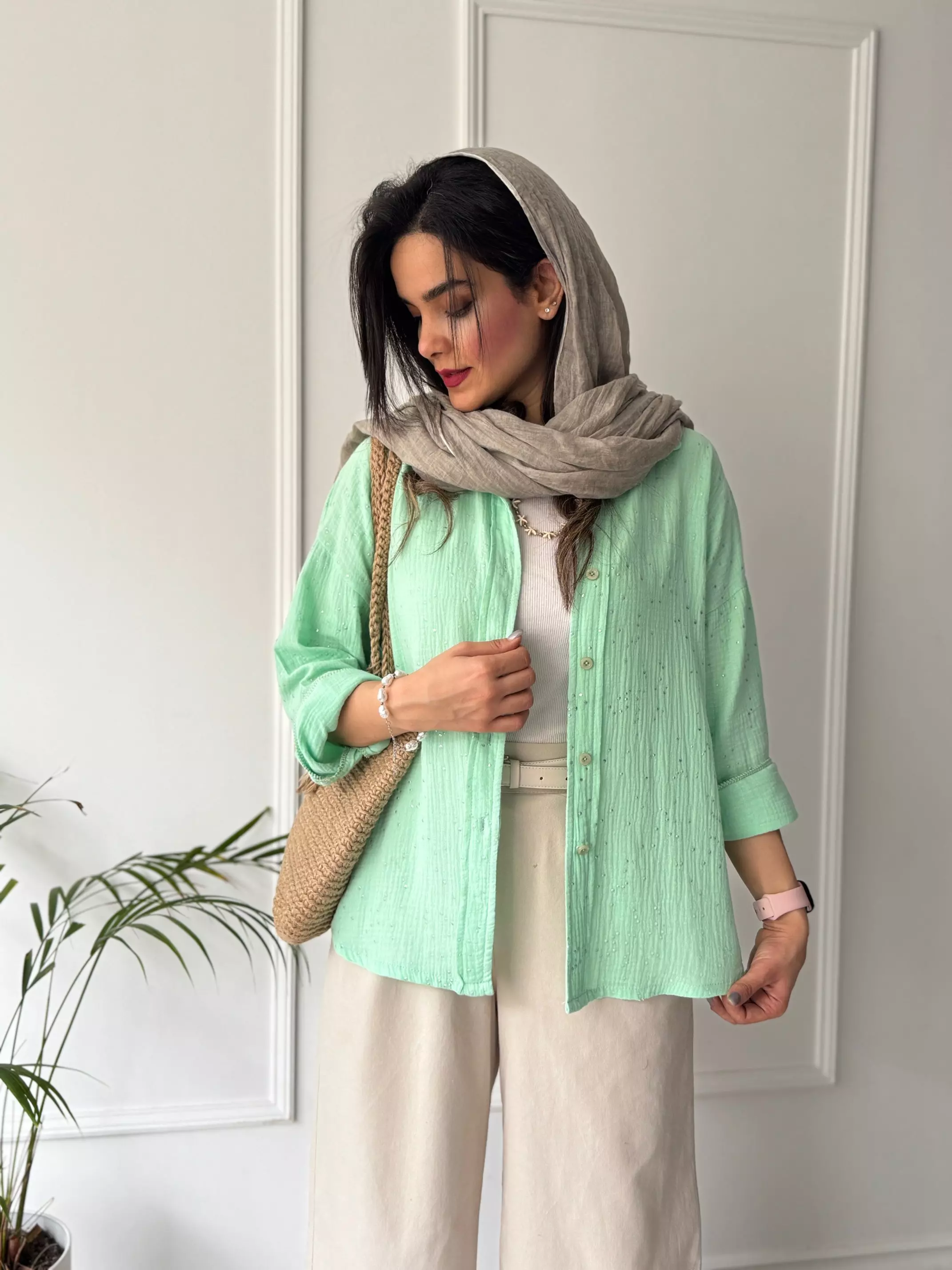 مانتو شومیزی پاستیلی میلانی